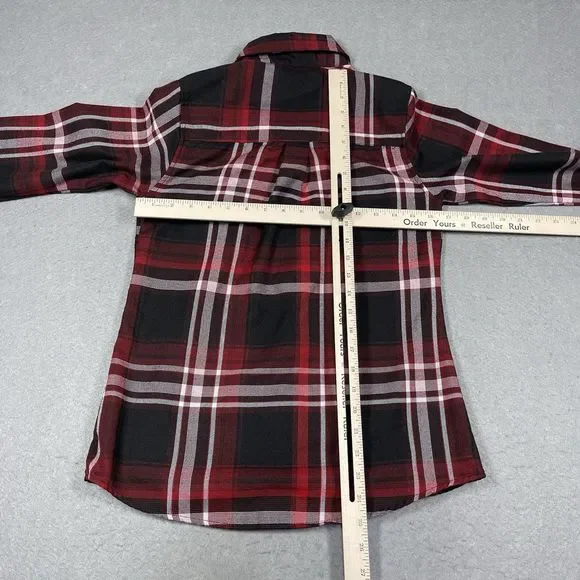 Dixxon Flannel Shirt Womens Small Red Black The Matchless Pearl Snap Western - Picture 9 of 12